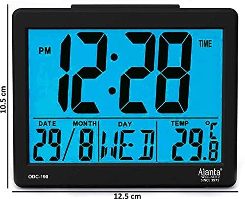Ajanta Quartz Plastic Abstract Digital Alarm and Table clock, (8 x 7 x 3.5 cm, Black, ODC 190) - Image 3