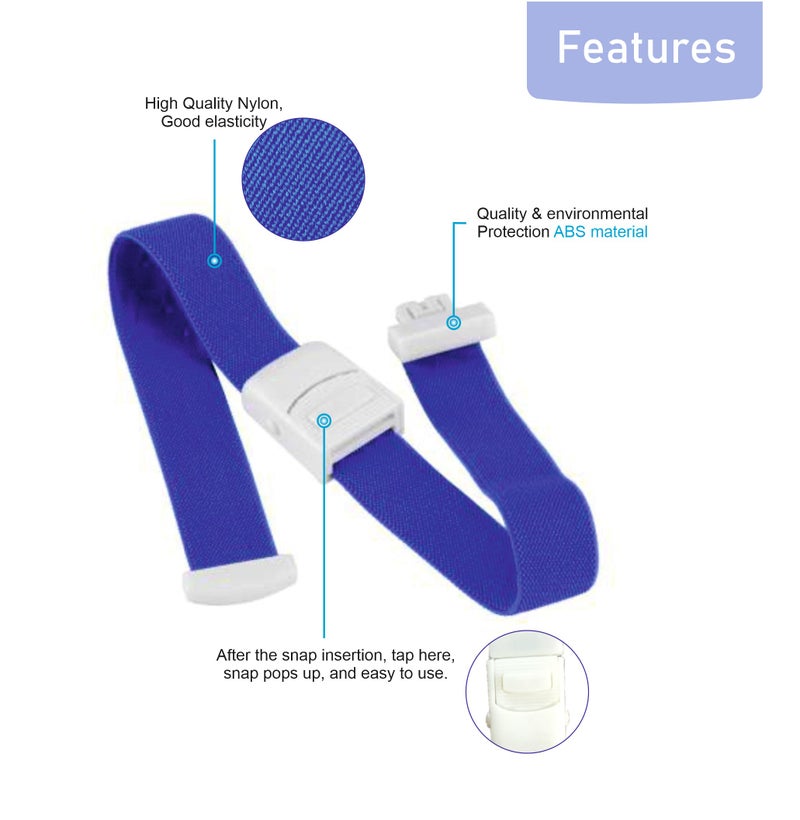Otica Tourniquet Band for Blood Collection Rubber with Plastic Buckle (Blue)- (Pack of 2) - Image 5