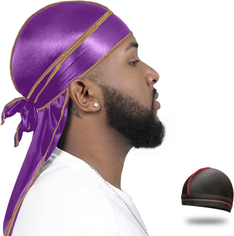 ForceWave Silky Durag for Men Wave Cap Satin Dorag for Men Women 360 Wave - Image 1