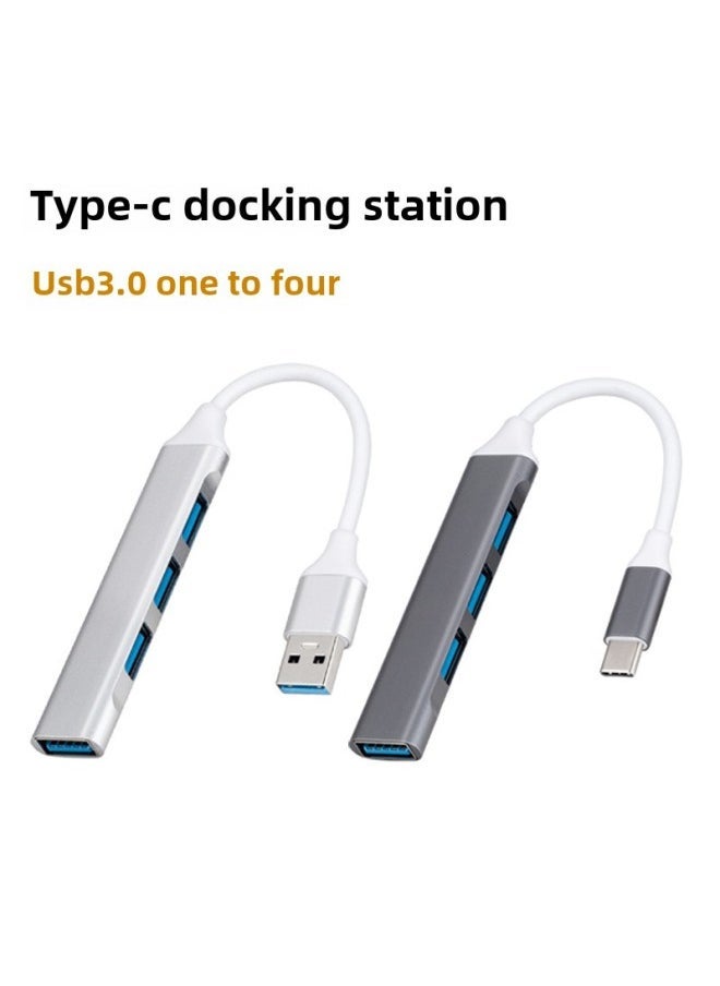 Generic Usbhub3.0 Docking Station Usb Splitter Typec Interface Four-in-one Hub One-to-four Docking Station-Number Of Interfaces:Usb-a Silver Box  - Image 2