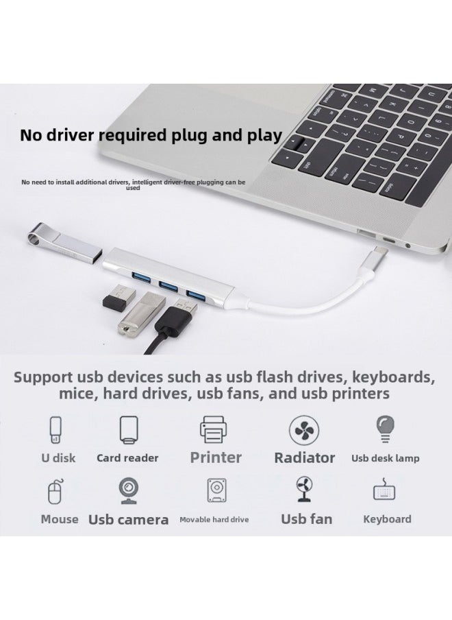 Generic Usbhub3.0 Docking Station Usb Splitter Typec Interface Four-in-one Hub One-to-four Docking Station-Number Of Interfaces:Usb-a Silver Box  - Image 5