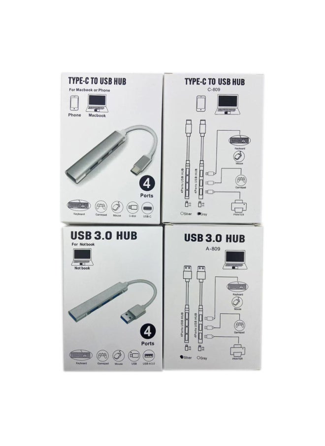 Generic Usbhub3.0 Docking Station Usb Splitter Typec Interface Four-in-one Hub One-to-four Docking Station-Number Of Interfaces:Usb-a Silver Box  - Image 1