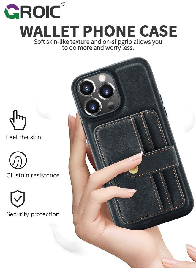 GROIC Design for iPhone 15 Pro Max 6.7 Inch Case PU Leather Wallet Shell Detachable Magnetic Back Kickstand Card Holder Slots Shockproof Protective Cover  - Image 2