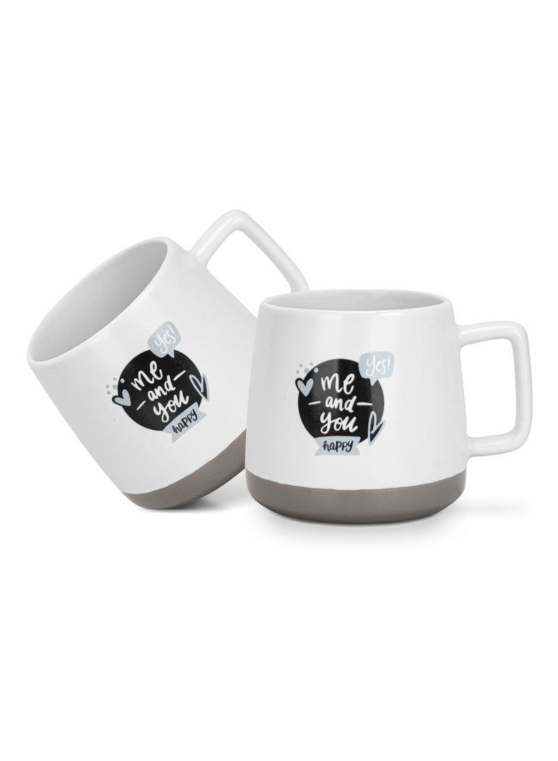 Fissman أكواب 2 قطعة 400 مل أنا وأنت سعيدون جديدة من البورسلين العظام - Image 1
