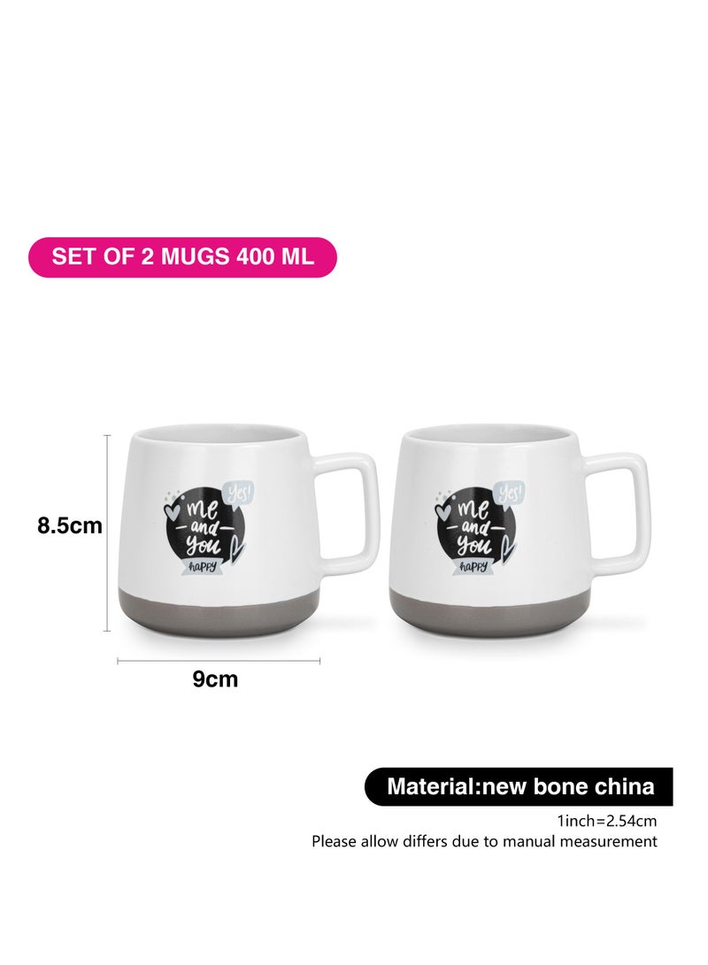 Fissman أكواب 2 قطعة 400 مل أنا وأنت سعيدون جديدة من البورسلين العظام - Image 3