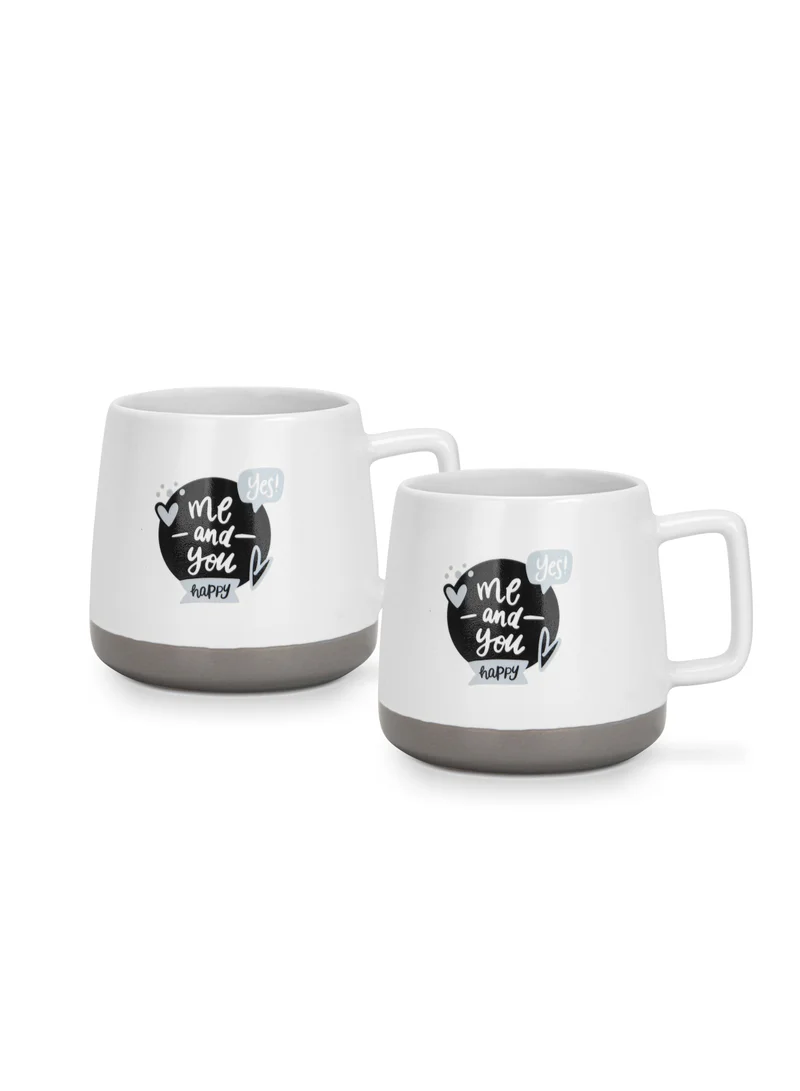 Fissman Me And You 2-Piece Mugs 400ml Me And You Happy New Bone China  | Best Price UAE