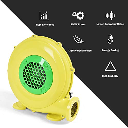 COSTWAY Bounce House Blower 480 Watt 0.64HP for Inflatable Bounce House Bouncy Castle,Yellow/green - Image 2