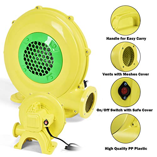COSTWAY Bounce House Blower 480 Watt 0.64HP for Inflatable Bounce House Bouncy Castle,Yellow/green - Image 5
