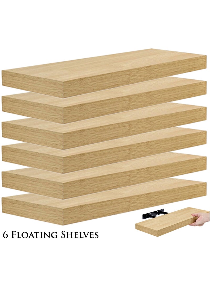 Roman Gifts Set of 6Pcs Floating Shelves for Wall Decor Wall Shelves for Bedroom Storage Large Deep Wall Mounted Shelves for Bathroom Towels Laundry Living Room Kitchen Closet  - Image 1