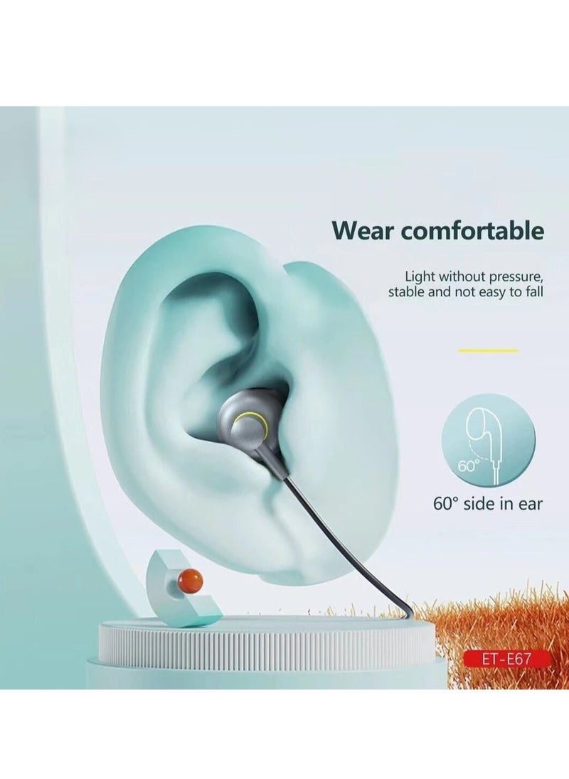 JAJEEK - "ET-E67 Lightning Metal Wired Stereo Earphone – High-Quality Sound & Sleek Gray Design" - Image 1
