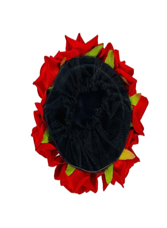 BLUSHIA Beautiful Bridal Bun Juda Maker Flower Gajra Hair Accessories For Women and Girls, Wedding (Red) Pack Of 1 - Image 5