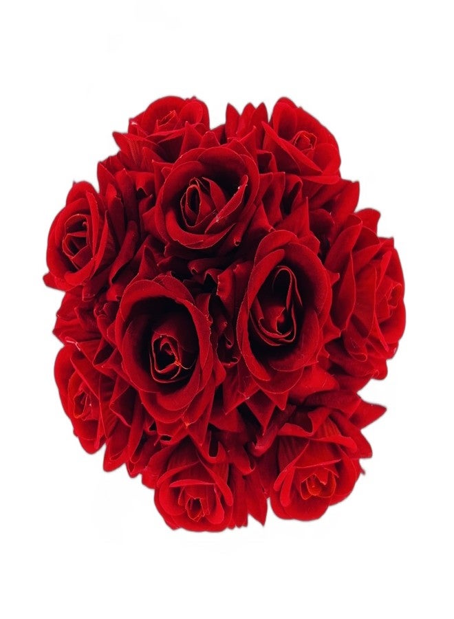 BLUSHIA Beautiful Bridal Bun Juda Maker Flower Gajra Hair Accessories For Women and Girls, Wedding (Red) Pack Of 1 - Image 1