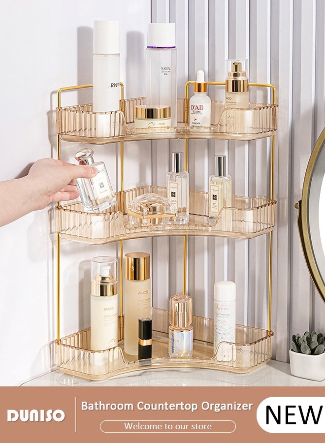 DUNISO Countertop Organizer for Bathroom Corner, 3 Tier Versatile Counter Shelf, Makeup Organizer for Cosmetic, Lipsticks,Toiletries, Perfume,Kitchen Corner Standing Rack - Image 1
