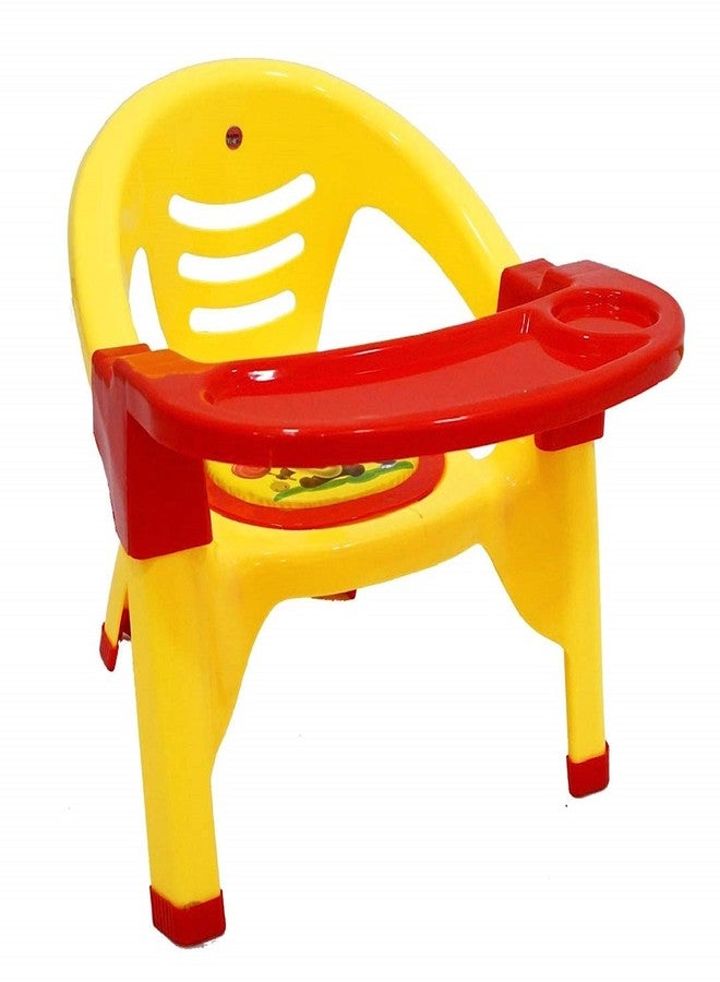 Zerya Small Baby Chair with Safety Tray and Soft Cushion with Baby Whistle Sound-Random Color (Yellow) - Image 1