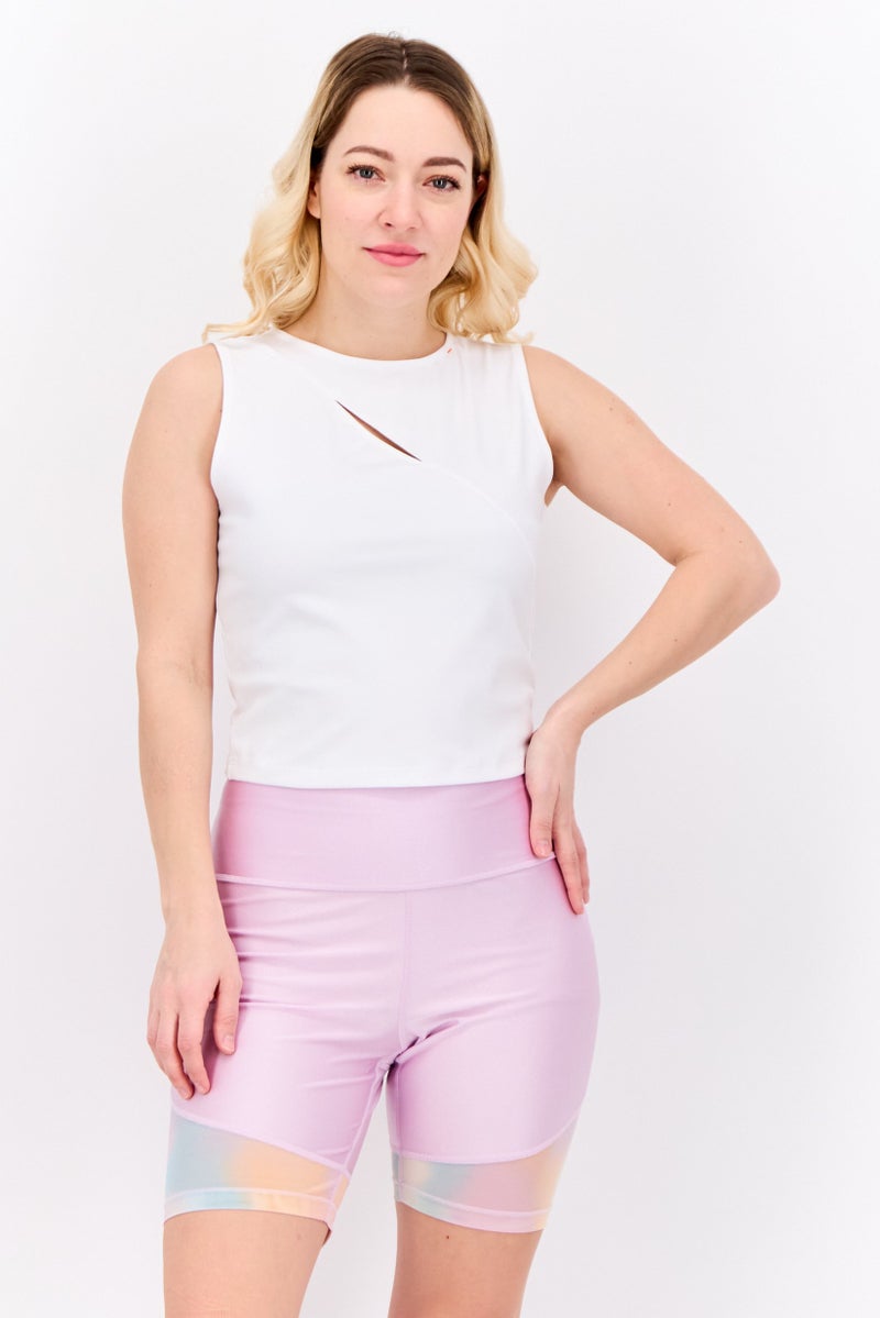 TRIBE OF 6 Women Sportswear Fit Sleeveless Training Tank Top, White - Image 1