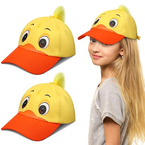 Riyiper 2 Pack Duck Hat Baseball Cap Funny Duck Hats Yellow Cute Print Hat with Adjustable Snap Back for Girls Boys Birthday Party - Image 1