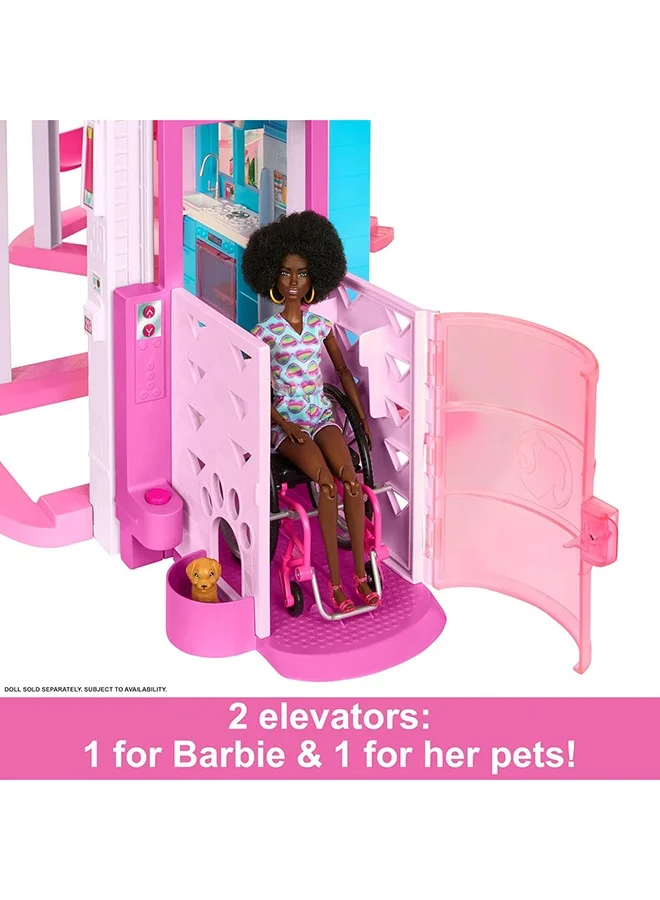 Barbie Dreamhouse Playset, Pool Party Doll House with 75+ Pieces and 3-Story Slide, Pink House, Perfect for Kids, Girls Aged 3+