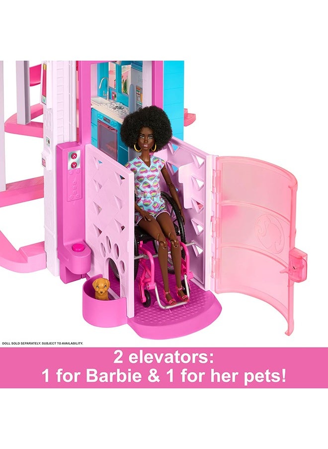 Barbie - Dreamhouse Playset, Pool Party Doll House with 75+ Pieces and 3-Story Slide, Pink Barbie House, Perfect for Kids, Girls Aged 3+ - Image 1