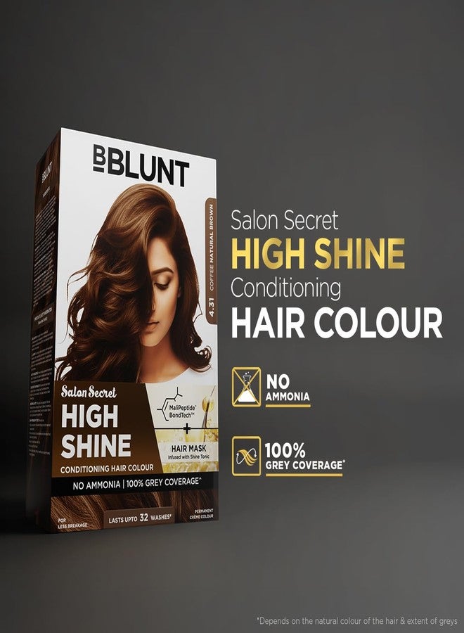BBLUNT Salon Secret High Shine Conditioning Hair Colour With MaliPeptide BondTech™ to reduce breakage | Coffee Natural Brown 4.31 | No Ammonia 100%, Grey Coverage | Long Lasting Colour | Salon at home - Image 2