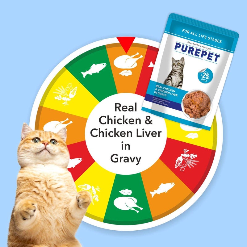 Purepet Wet Cat Food, Real Chicken and Chicken Liver in Gravy, 15 Pouches (15 x 70g) - Image 5
