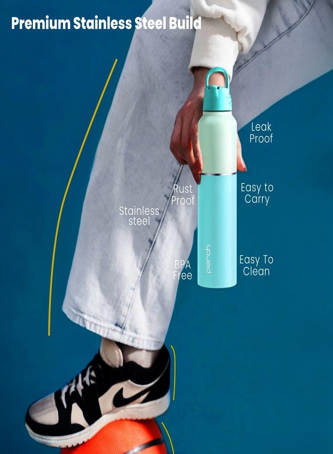 Perch Stainless Steel Sipper Water Bottle 1 LTR with Straw Cleaner | Single Wall Fridge Bottle| For Home, School, Office, Gym, Travel | Lightweight | BPA Free, Magic 1000ml | Set of 2 (Purple & Cyan) - Image 3