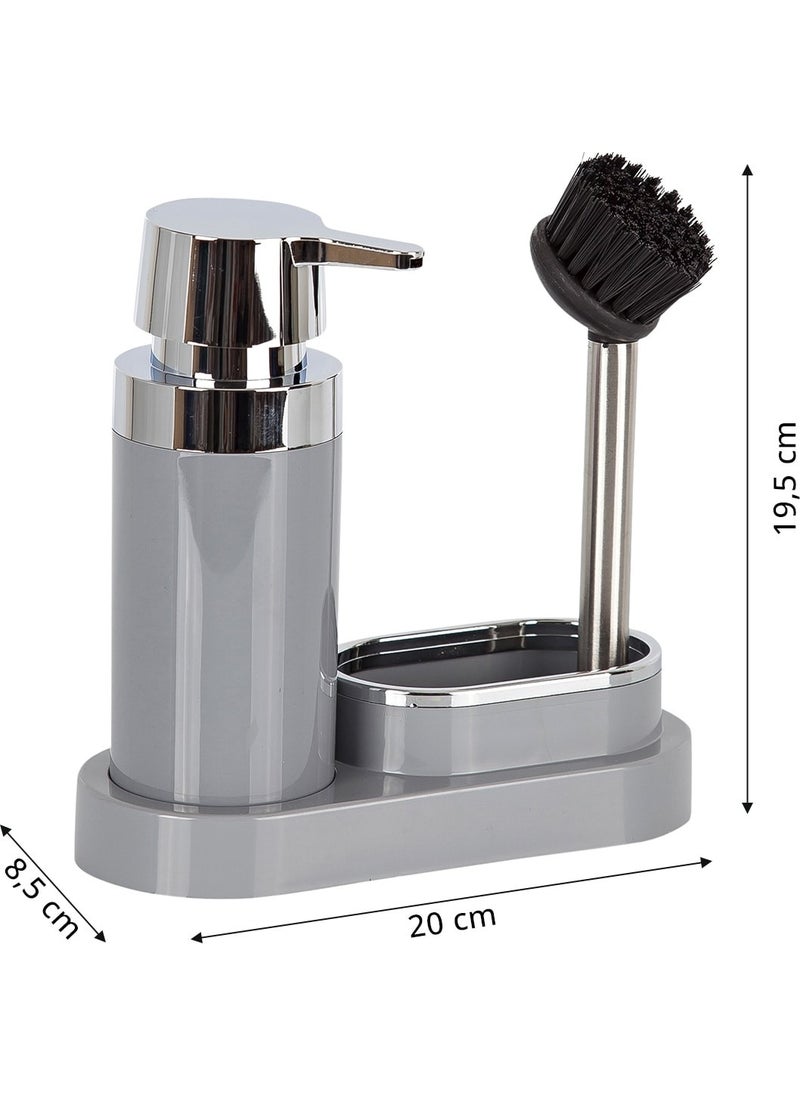 Primanova - Polen Kitchen Set Gray Liquid Soap Dispenser-Brush M-E43-07 - Image 1