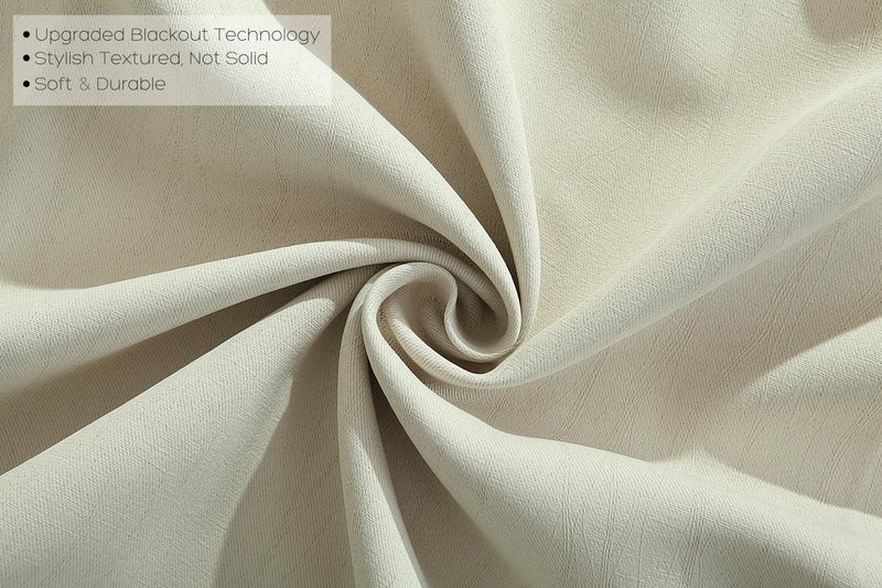 MIUCO Blackout Curtains Room Darkening Curtains Textured Grommet Panels for Window Treatment 2 Panels 52x63 Inch Beige - Image 3