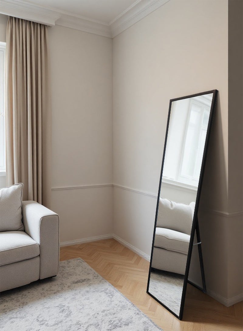 ايست من نون Full Length Mirror 150x40cm with Stand - Perfect for Bedroom & Living Room - Black - Image 3