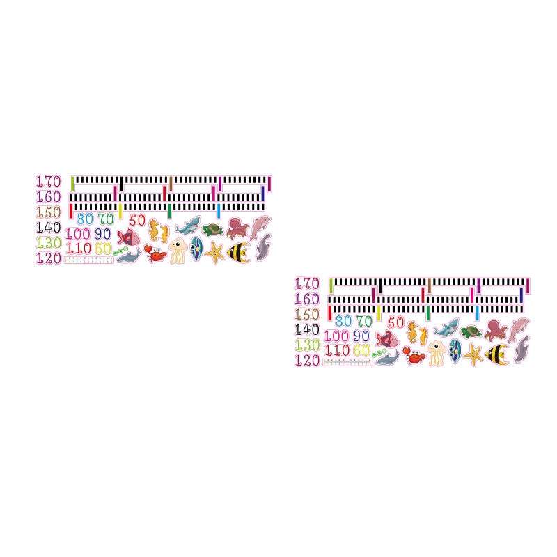2pcs Height Measurement Stickers Removable Cartoon Kids Growth Chart Wall Decals for Home (Sea Animals) - Image 1
