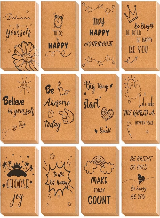 Chinco 48 Pack Kraft Inspirational Notepads Bulk Gift Motivational Notebooks Small Inspirational Lined Pockets Notebook for Classroom School Office Teacher Supplies, 4.3 x 6.1 Inches - Image 1