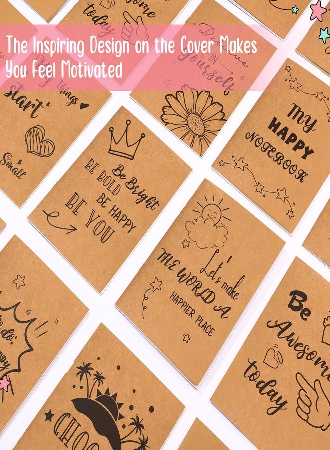 Chinco 48 Pack Kraft Inspirational Notepads Bulk Gift Motivational Notebooks Small Inspirational Lined Pockets Notebook for Classroom School Office Teacher Supplies, 4.3 x 6.1 Inches - Image 3