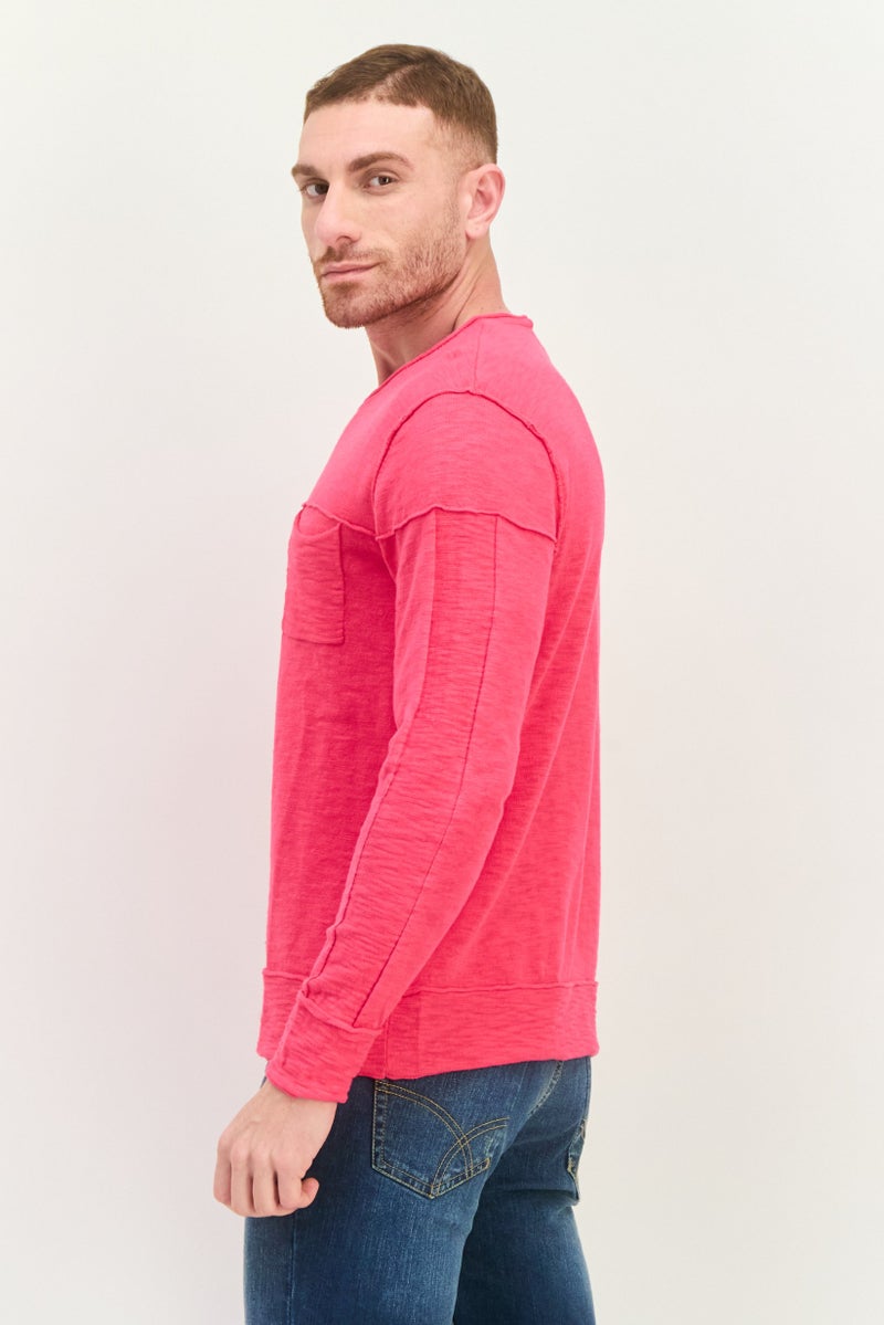 GAS Men Round Neck Solid Long Sleeves Sweatshirt, Pink - Image 2