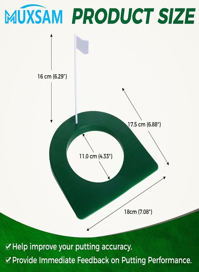 MUXSAM 1Pc Golf Practice Putting Cup Mat with Hole and Flag Plastic for Indoor Outdoor Office Garage Yard Golf Putting Green Regulation Cup Practice Training Aids - Image 2