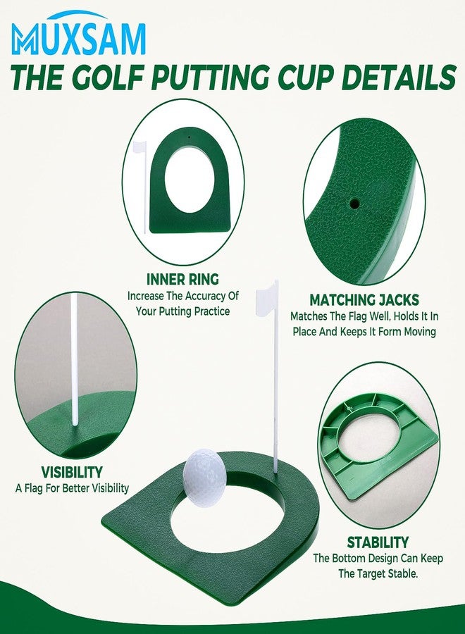 MUXSAM 1Pc Golf Practice Putting Cup Mat with Hole and Flag Plastic for Indoor Outdoor Office Garage Yard Golf Putting Green Regulation Cup Practice Training Aids - Image 3