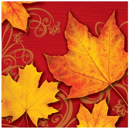 Creative Converting 18 Count Lunch Napkins Autumn Gust BrickYellowOrange