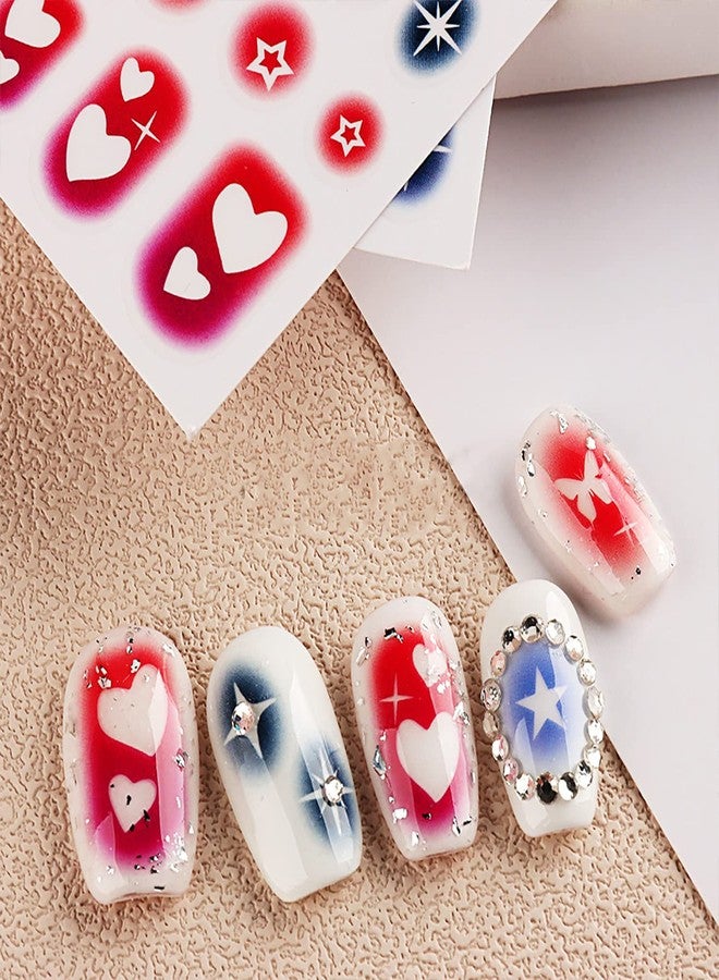 JERCLITY 8 Sheets Airbrush Nail Stencils Stickers for Nail Art Star Nail Art Stickers Butterfly Heart Nail Decals Self-Adhesive Hollow Blooming Design for Women Girls Manicure Accessories - Image 5