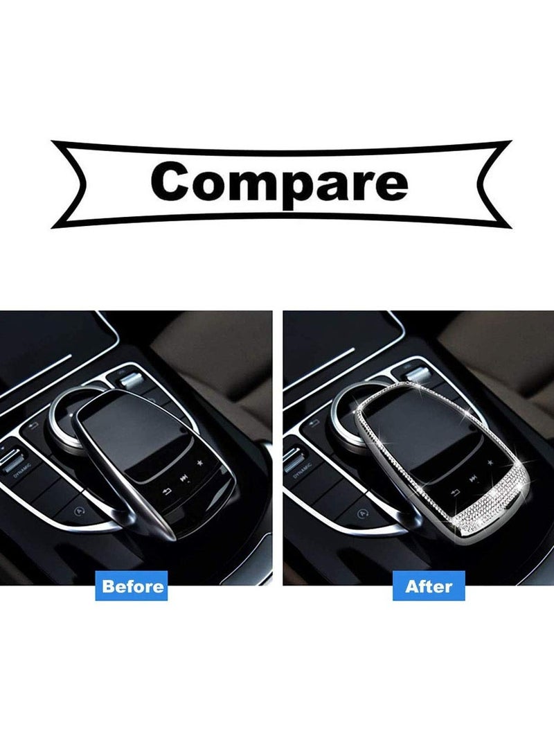 SOLARAE Center Control Multimedia Button Bling Crystal Emblem Cover for Mercedes Benz C Class C300 E Class E300, Shiny Interior Decoration Accessories Sticker - Image 2