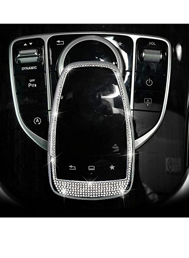 SOLARAE Center Control Multimedia Button Bling Crystal Emblem Cover for Mercedes Benz C Class C300 E Class E300, Shiny Interior Decoration Accessories Sticker - Image 5