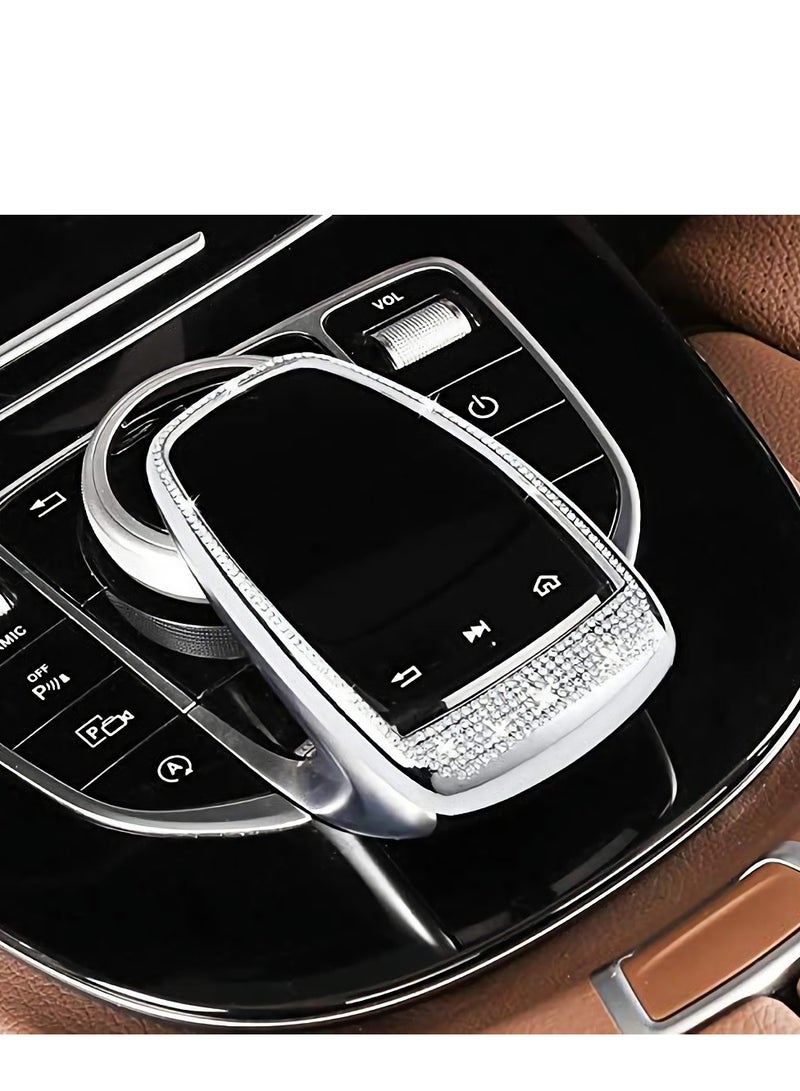 SOLARAE Center Control Multimedia Button Bling Crystal Emblem Cover for Mercedes Benz C Class C300 E Class E300, Shiny Interior Decoration Accessories Sticker - Image 4