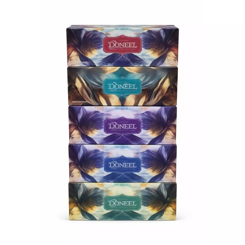 Doneel 2 Ply White Facial Tissue Paper 500 Sheet- 5pcs