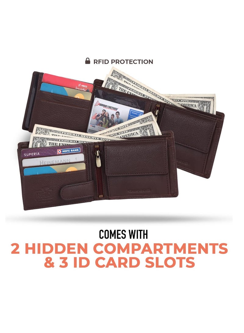HAMMONDS FLYCATCHER Leather Wallet for Men - Redwood Brown - RFID Protected - 6 Card Slots and 3 ID Slots - Gift for Him (HK5Z) - Image 3