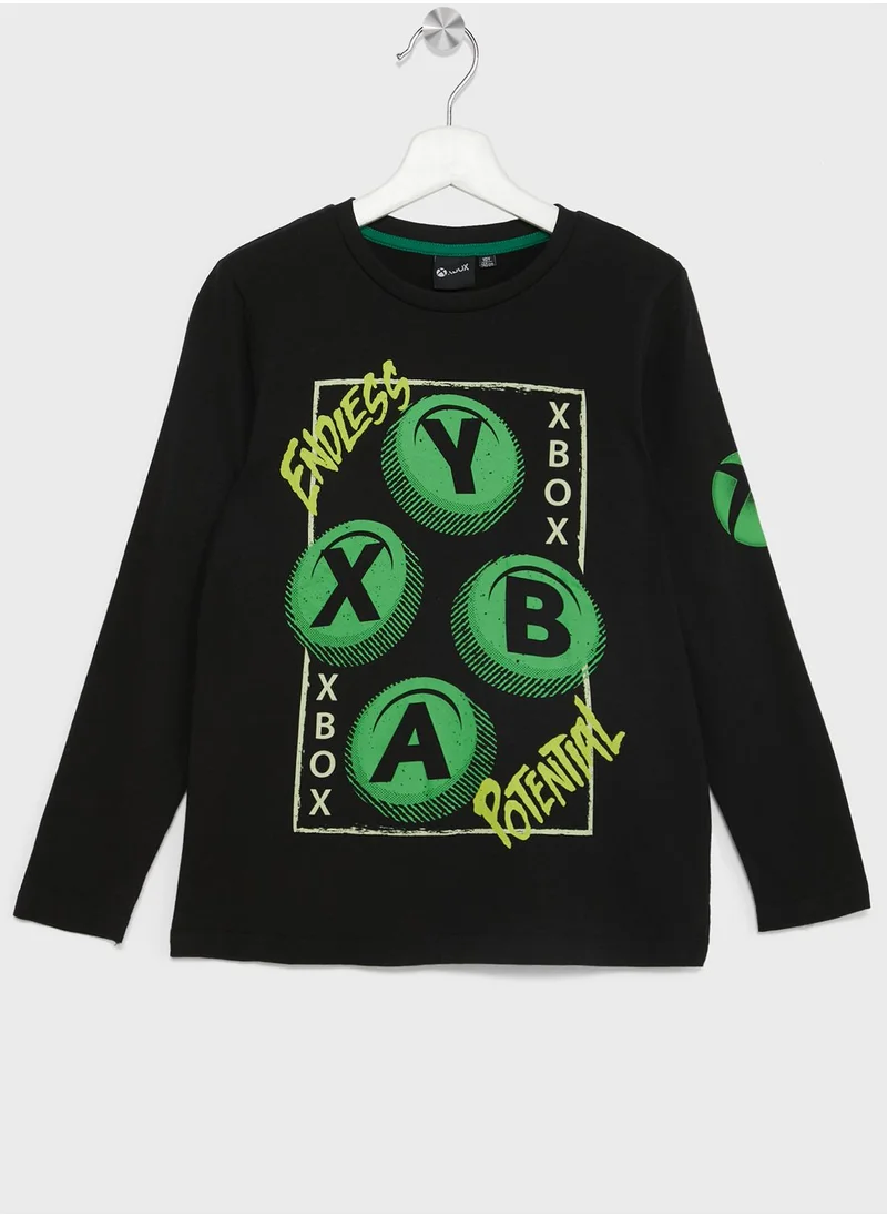 إكس بوكس Xbox Boys Printed Long Sleeve T-Shirt