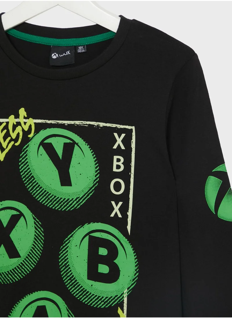 إكس بوكس Xbox Boys Printed Long Sleeve T-Shirt
