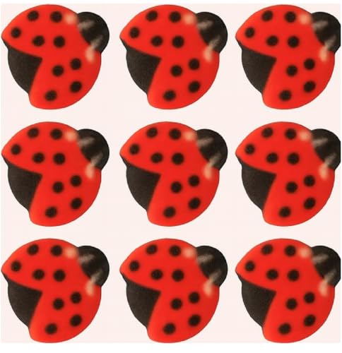 Oasis Supply Edible Sugar Ladybug Toppers 24 Piece Set Red Black HandPainted Decorations for Cakes Cupcakes Cookies Baby Showers Birthday Parties Spring Themes - Image 1