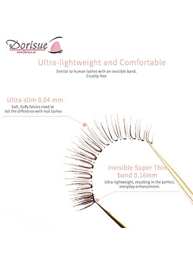 Dorisue Natural false Lashes Brown Eyelashes 3D Light Color Look Real False Eyelashes Short Handmade lashes wispies Natural False Eyelashes Eye Makeup Fake Eyelashes 4 Pairs eyelashes pack - Image 3