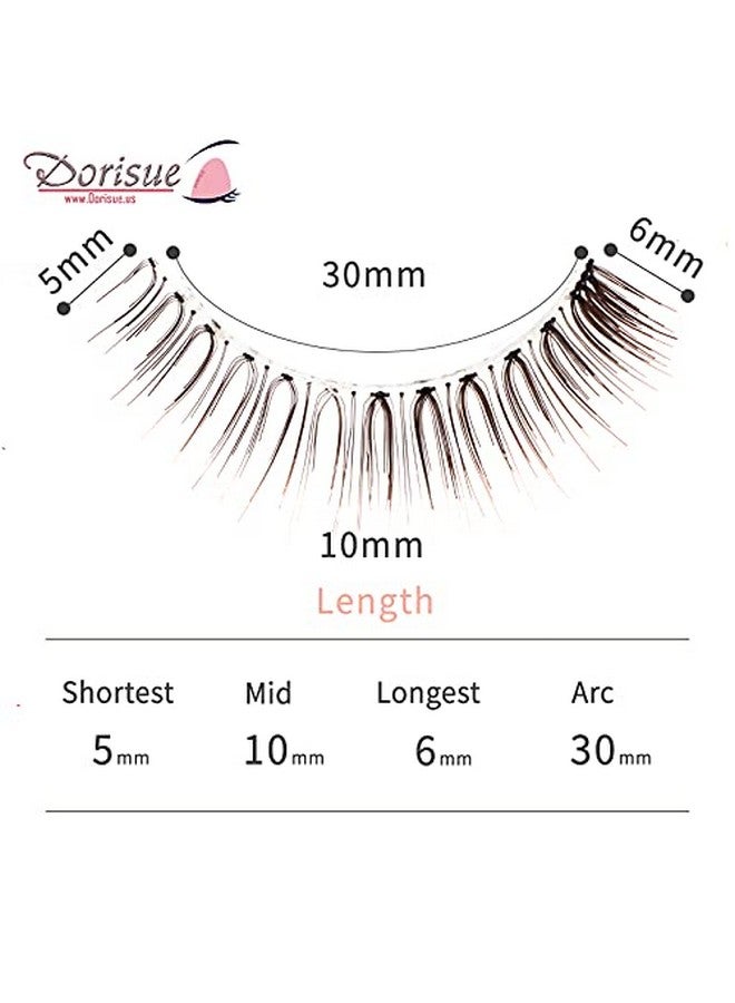 Dorisue Natural false Lashes Brown Eyelashes 3D Light Color Look Real False Eyelashes Short Handmade lashes wispies Natural False Eyelashes Eye Makeup Fake Eyelashes 4 Pairs eyelashes pack - Image 2