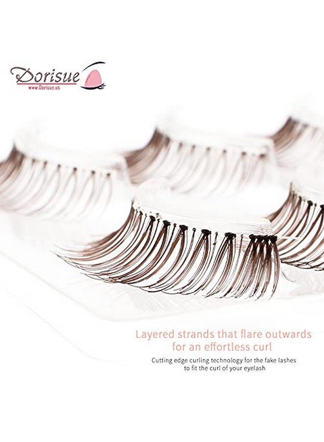Dorisue Natural false Lashes Brown Eyelashes 3D Light Color Look Real False Eyelashes Short Handmade lashes wispies Natural False Eyelashes Eye Makeup Fake Eyelashes 4 Pairs eyelashes pack - Image 4