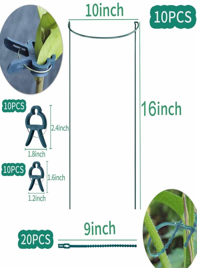TCBWFY 10 Pack Plant Supports for Ourdoor Indoor Plants,10x16inch Metal Plant Peony Cages and Supports,Graden Stakes for Plants Flowers Peonies(20pack Plant Clips,20pack Plant Ties Include) - Image 2
