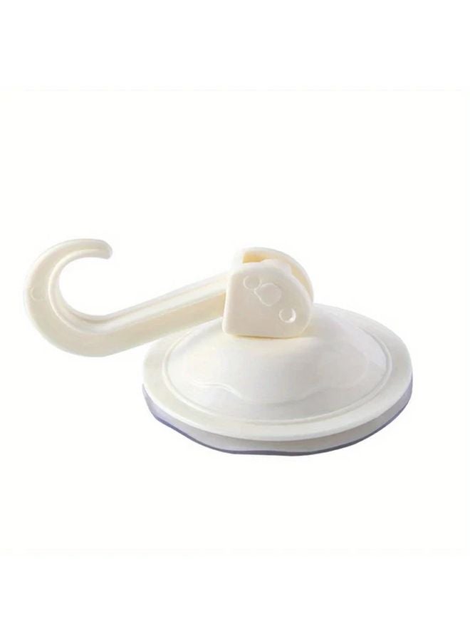 2pcs Strong Adhesive Suction Cup Hooks No Drill Wall Hooks White PVC Plastic - Image 1