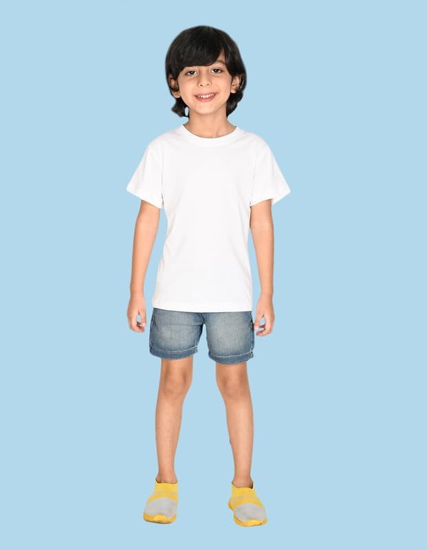 Nusyl Boys Half Sleeves Solid T-Shirt for Kids | Soft Cotton Blend | Comfortable Regular Fit | Casual 2-16 Years | White - Image 4